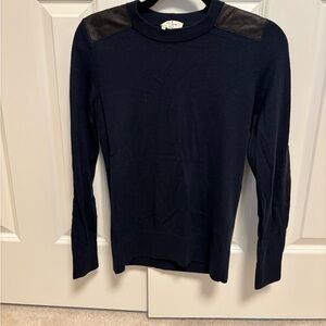 Kate Spade Navy Sweater with Black Leather Accents